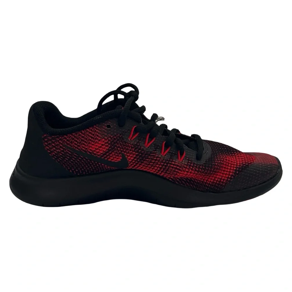 Nike Flex RN 2018 Running Shoes Red Black Mesh Sneakers‎ Youth Size 6Y
